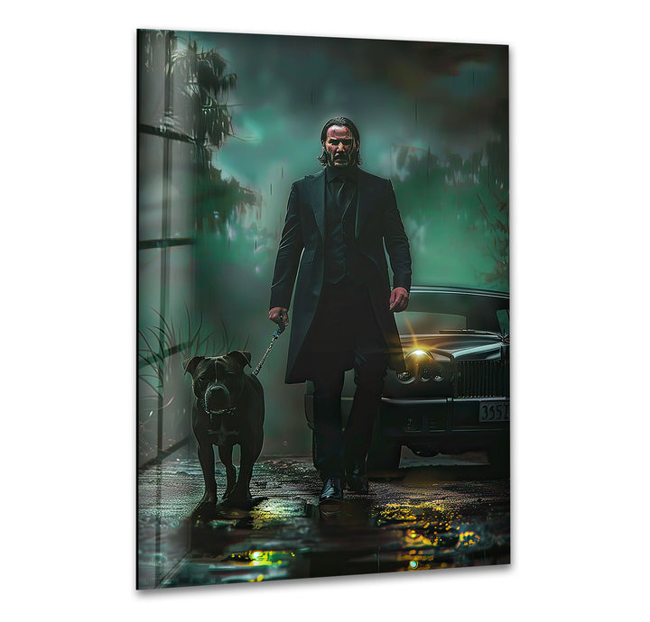 John Wick & Dog Walking Glass Wall Art glass wall decor, glass wall art decor
