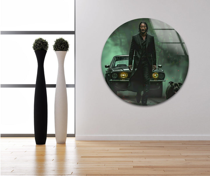 John Wick & Dog Glass Wall Art glass pictures for Wall, glass prints wall art
