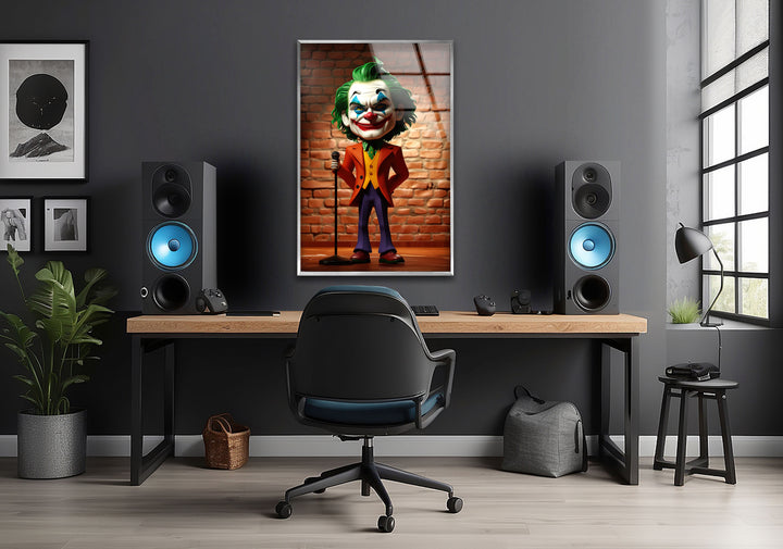 Joker Figurine Glass Wall Art picture on glass wall art, photos printed on glass
