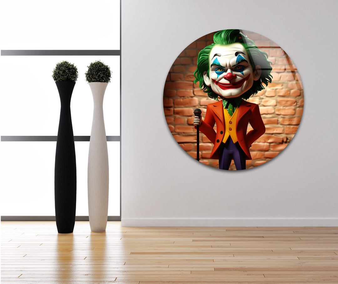 Joker Figurine Glass Wall Art custom glass photo prints, large glass prints
