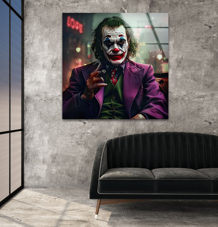 Joker in The Dark Glass Wall Art custom glass photo prints, large glass prints
