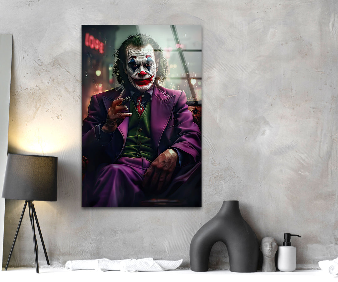 Joker in The Dark Glass Wall Art custom glass photo prints, large glass prints
