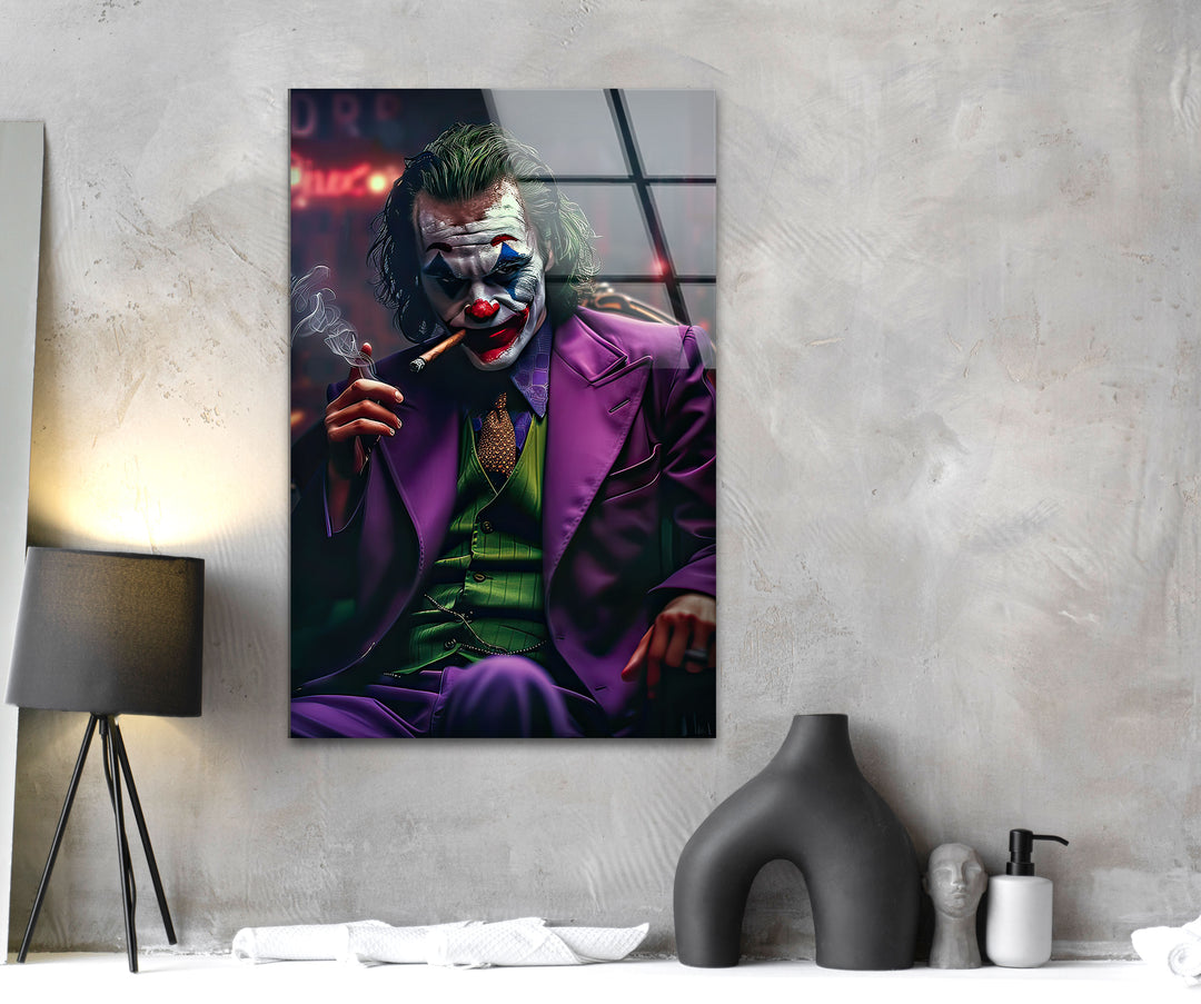 Joker in Dark Glass Wall Art custom glass pictures, glass art prints
