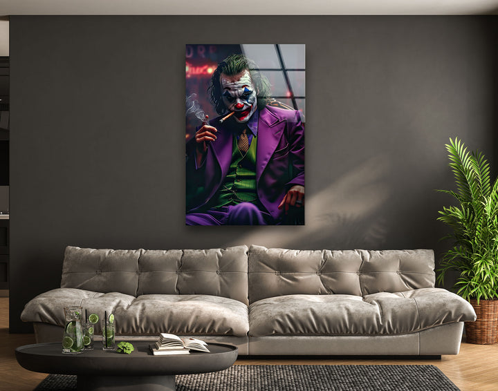 Joker in Dark Glass Wall Art glass photo prints, glass picture prints
