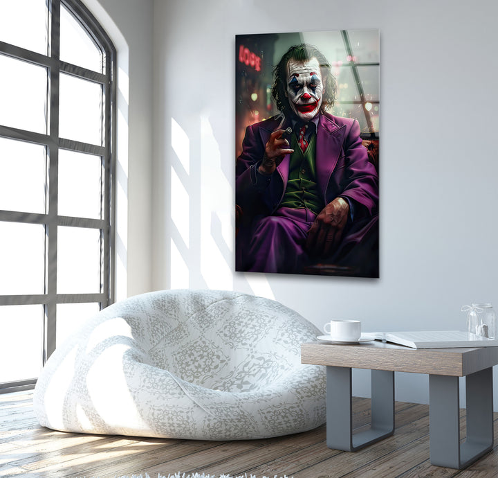 Joker in The Dark Glass Wall Art print on glass, glass printed photos
