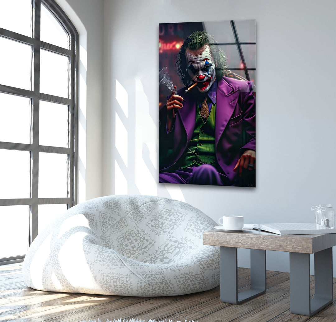 Joker in Dark Glass Wall Art large glass photo prints, glass wall photos
