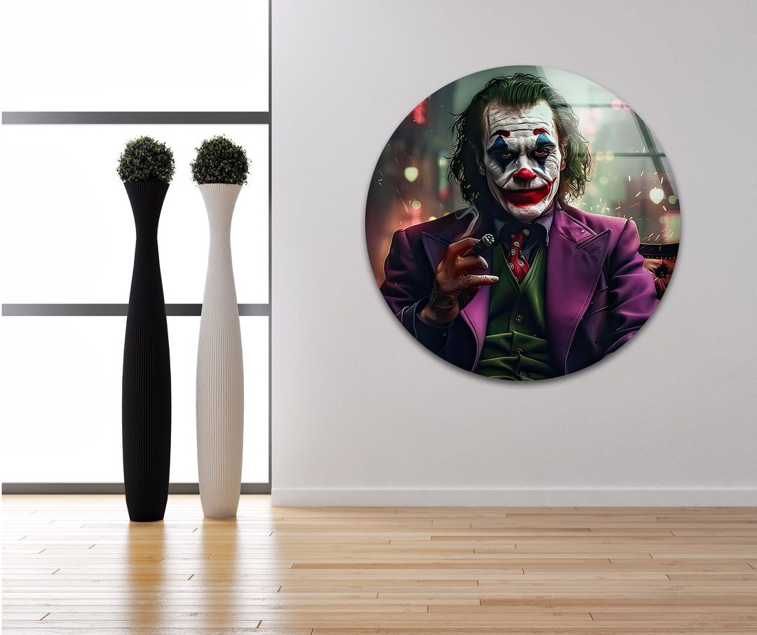 Joker in The Dark Glass Wall Art print picture on glass, Tempered Glass Wall Art
