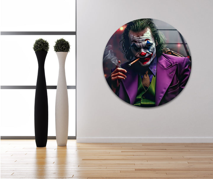 Joker in Dark Glass Wall Art large glass photo prints, glass wall photos
