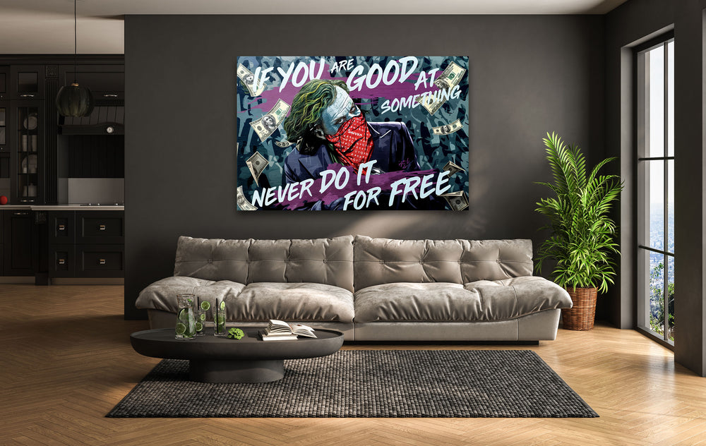 Joker Motivation Glass Wall Art print picture on glass, Tempered Glass Wall Art
