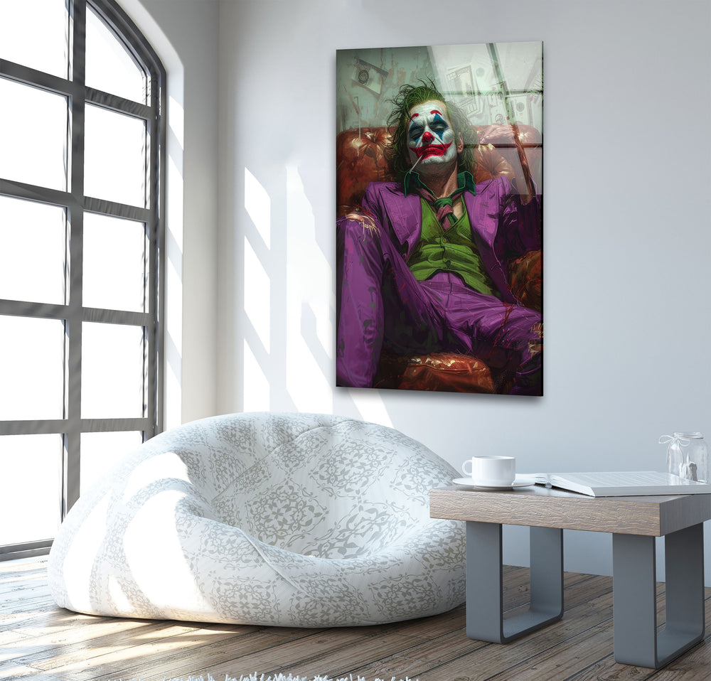 Joker in the Throne Glass Wall Art, picture on glass wall art, photos printed on glass