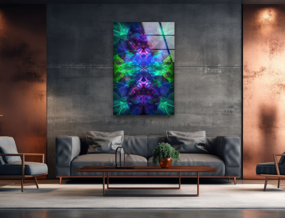 Neon Kaleydoskop Tempered Glass Wall Art 