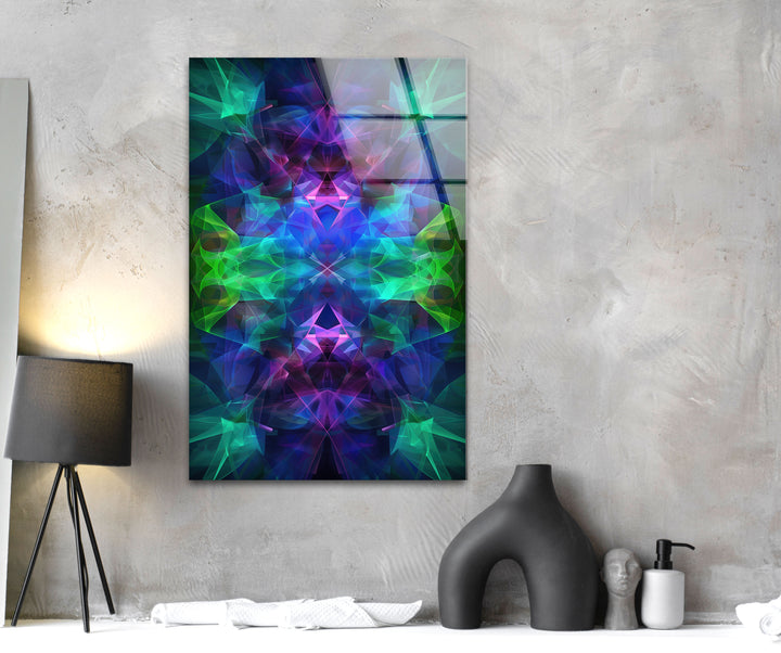 Neon Kaleydoskop Glass printing Wall Art 