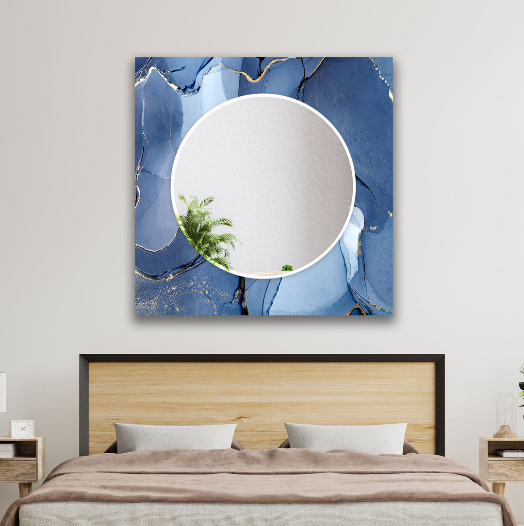 Abstract Blue Marble Wall Mirror backlit mirror
