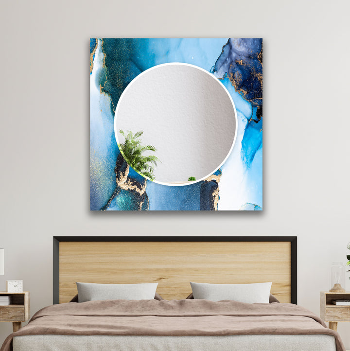 Blue Marble White Wall Mirror Small Mirror
