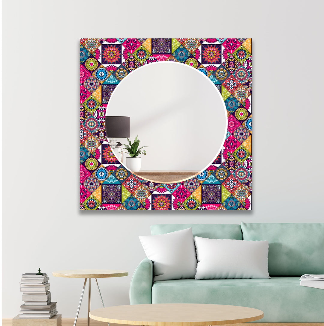 Red and Pink Mandala Wall Mirror large mirror
