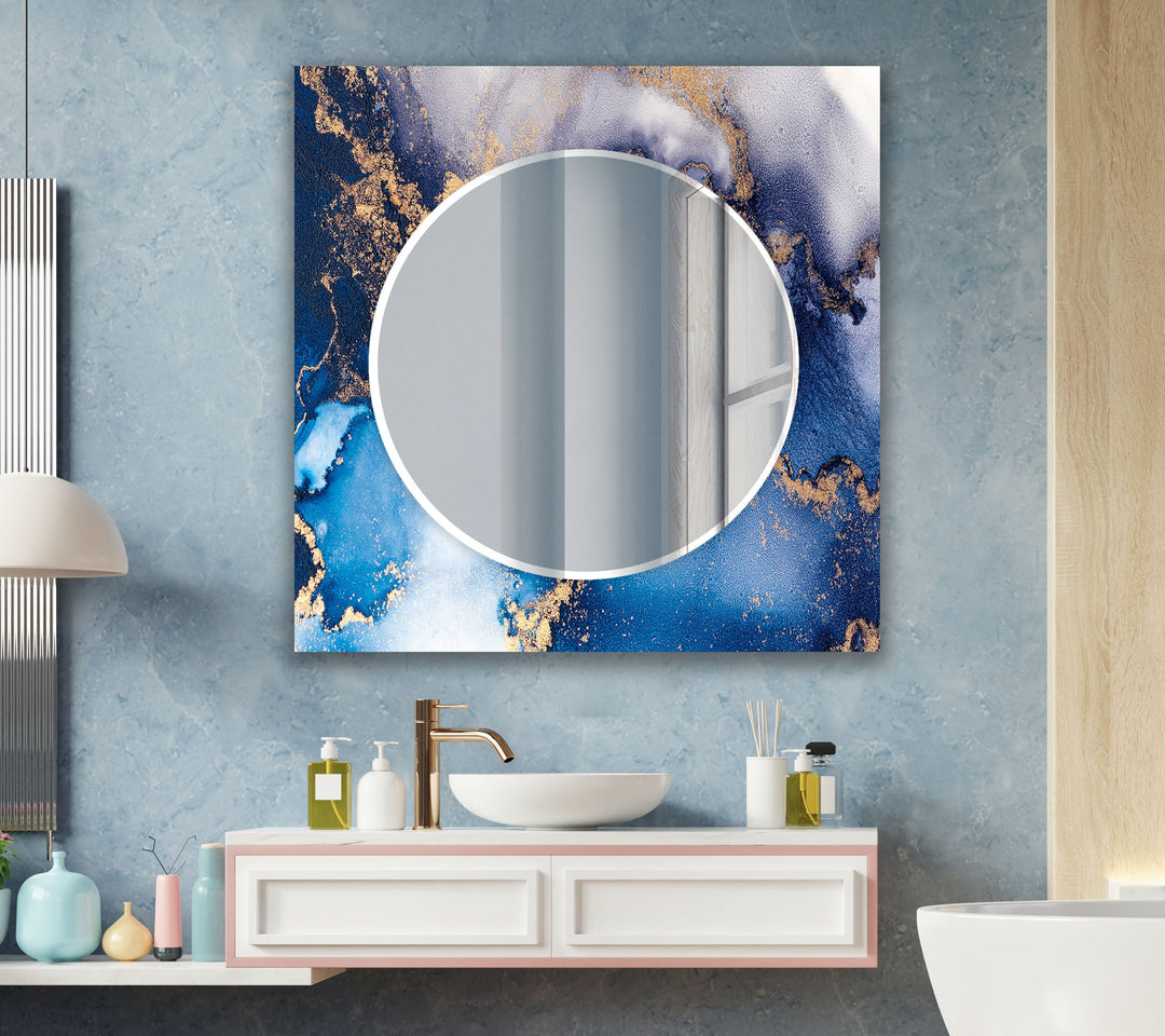 Blue Epoxy Wall Mirror Black Wall Mirror
