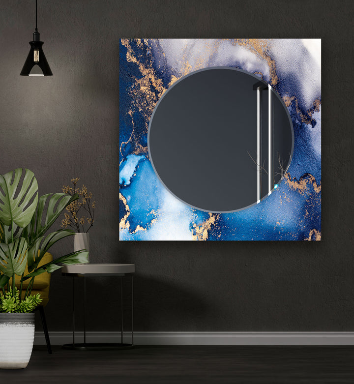 Blue Epoxy Wall Mirror Long Wall Mirror
