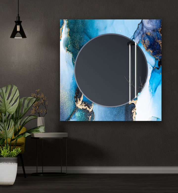 Blue Marble White Wall Mirror Long Mirror
