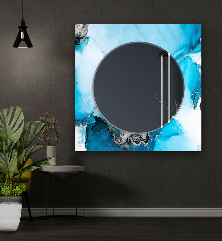 Blue and Silver Abstract Wall Mirror Abstract Wall Mirror
