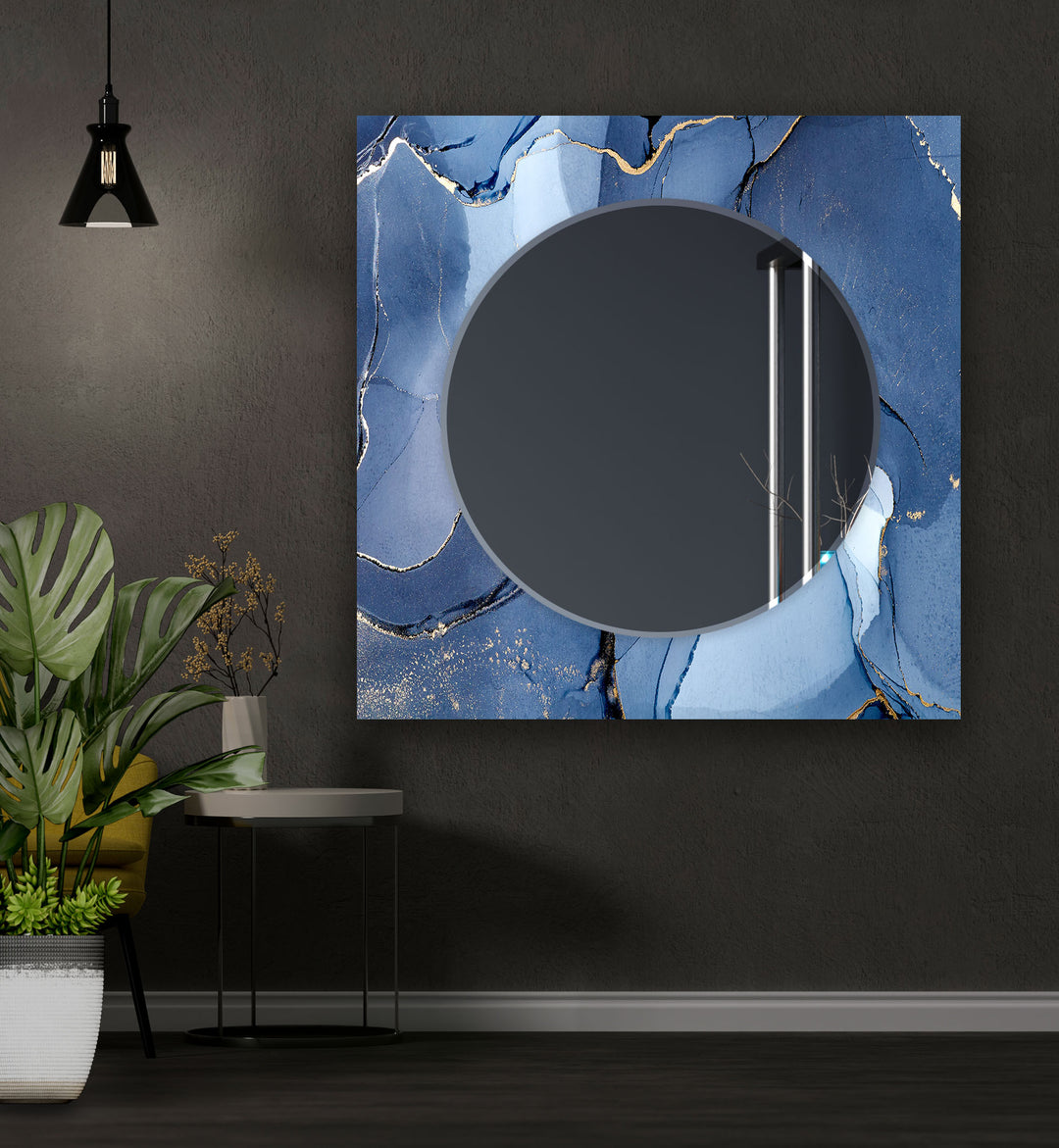 Abstract Blue Marble Wall Mirror modern mirror
