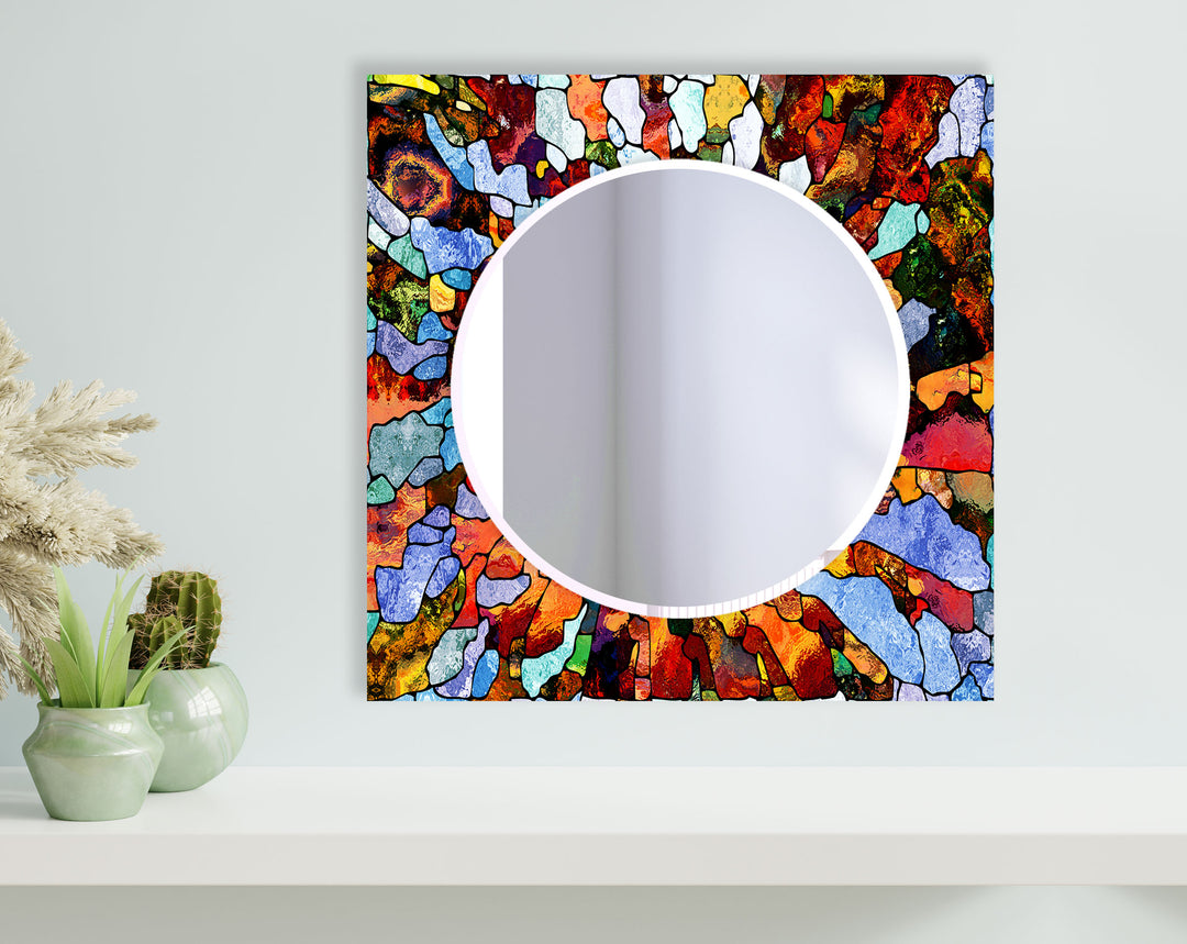 Stained Colorful Wall Mirror Blue Wall Mirror
