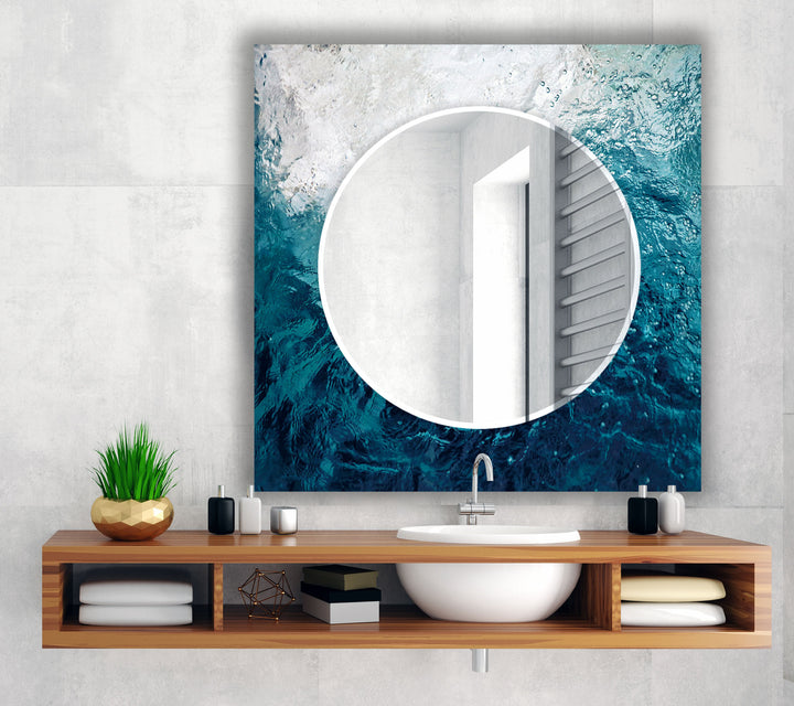 Abstract White and Blue Wall Mirror Green Wall Mirror
