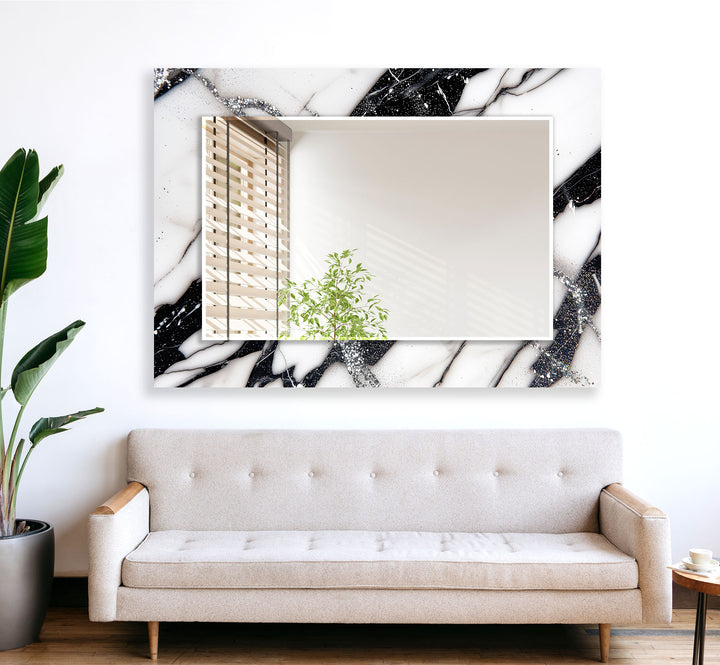 Black White Marble Wall Mirror lighted mirror
