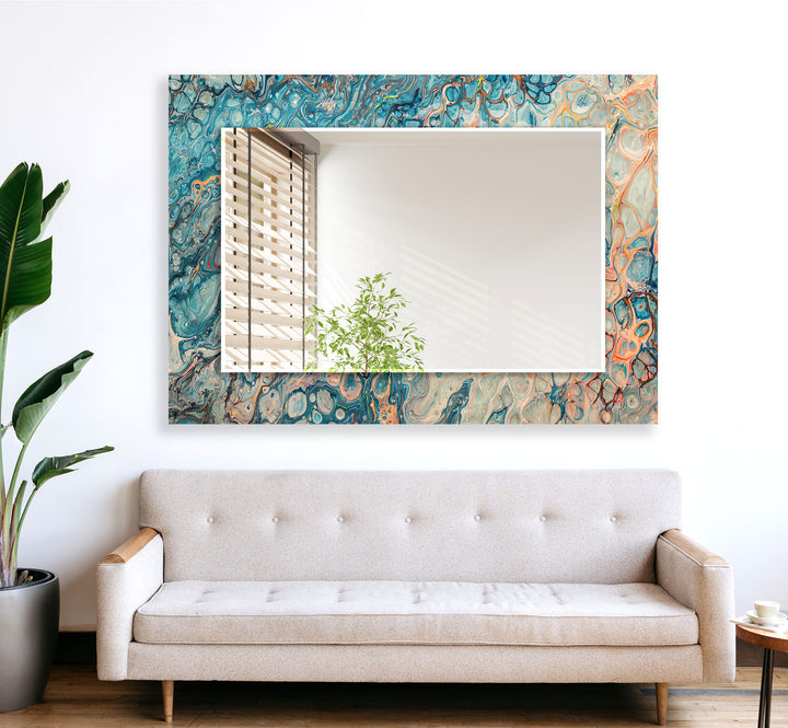 Blue Marbling Pattern Wall Mirror Modern Wall Mirror
