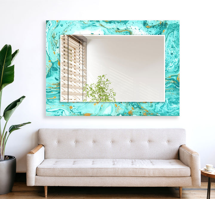 Turquoise & Golden Wall Mirrors mirror art
