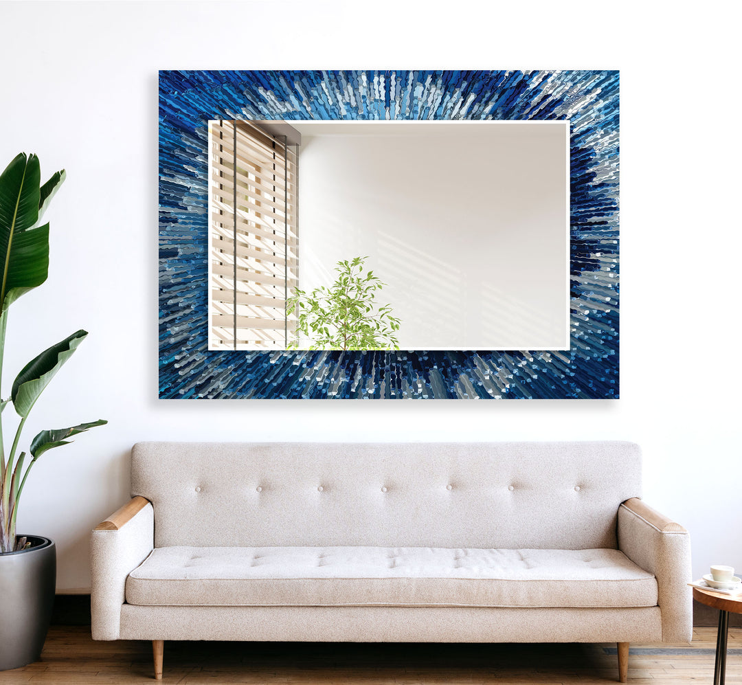 Blue Splash Round Wall Mirror Long Mirror
