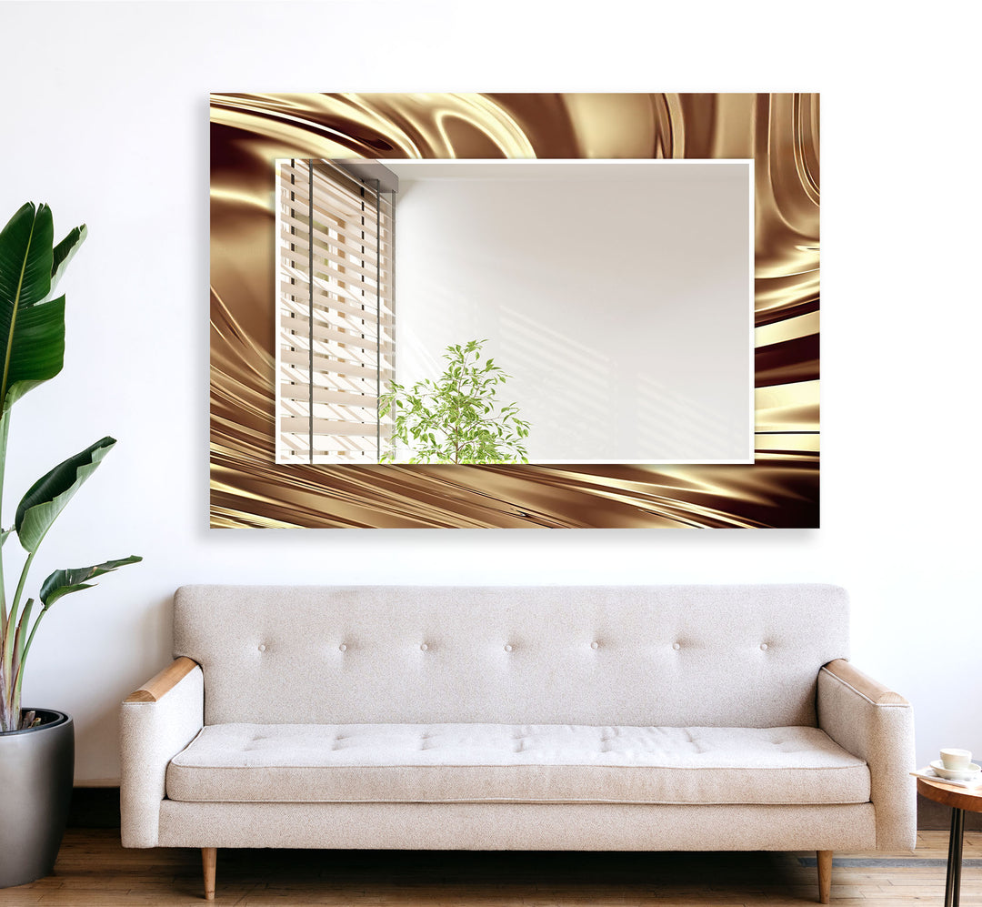 Abstract Shiny Brown Wall Mirror Modern Mirror
