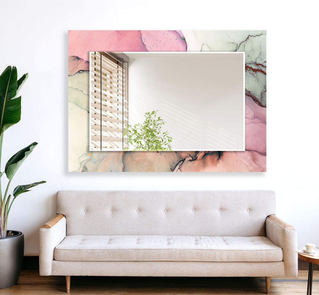 Pink Abstract Wall Mirror Black Wall Mirror
