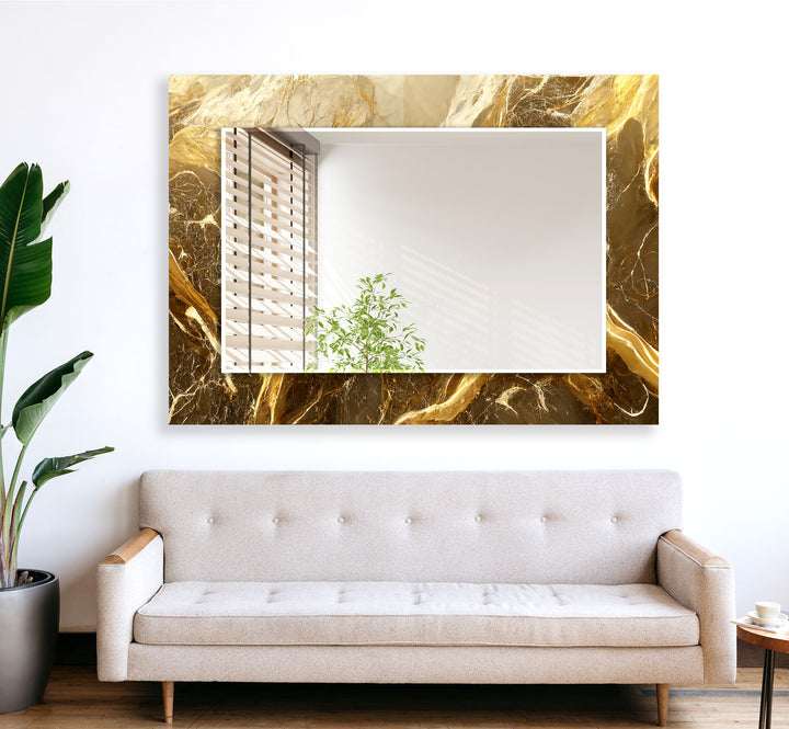 Vivid Golden Marble Wall Mirror Huge Mirror
