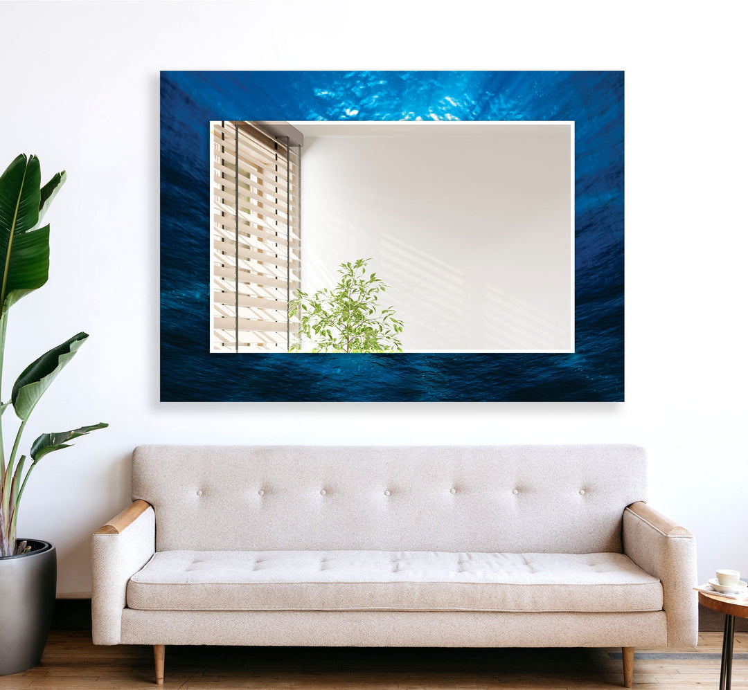 Dark Sea Blue Wall Mirror Rectangle Wall Mirror
