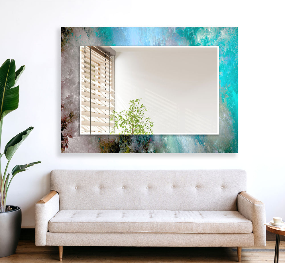 Blue & Gray Clouds Abstract Wall Mirror Red Wall Mirror
