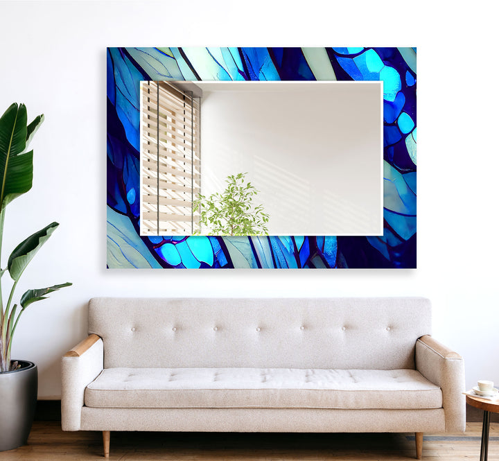 Blue Nacreous Abstract Wall Mirror led mirrors
