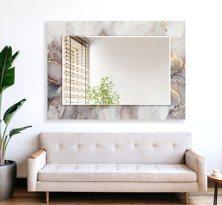 Silver & Gold Marble Wall Mirror Rectangle Wall Mirror
