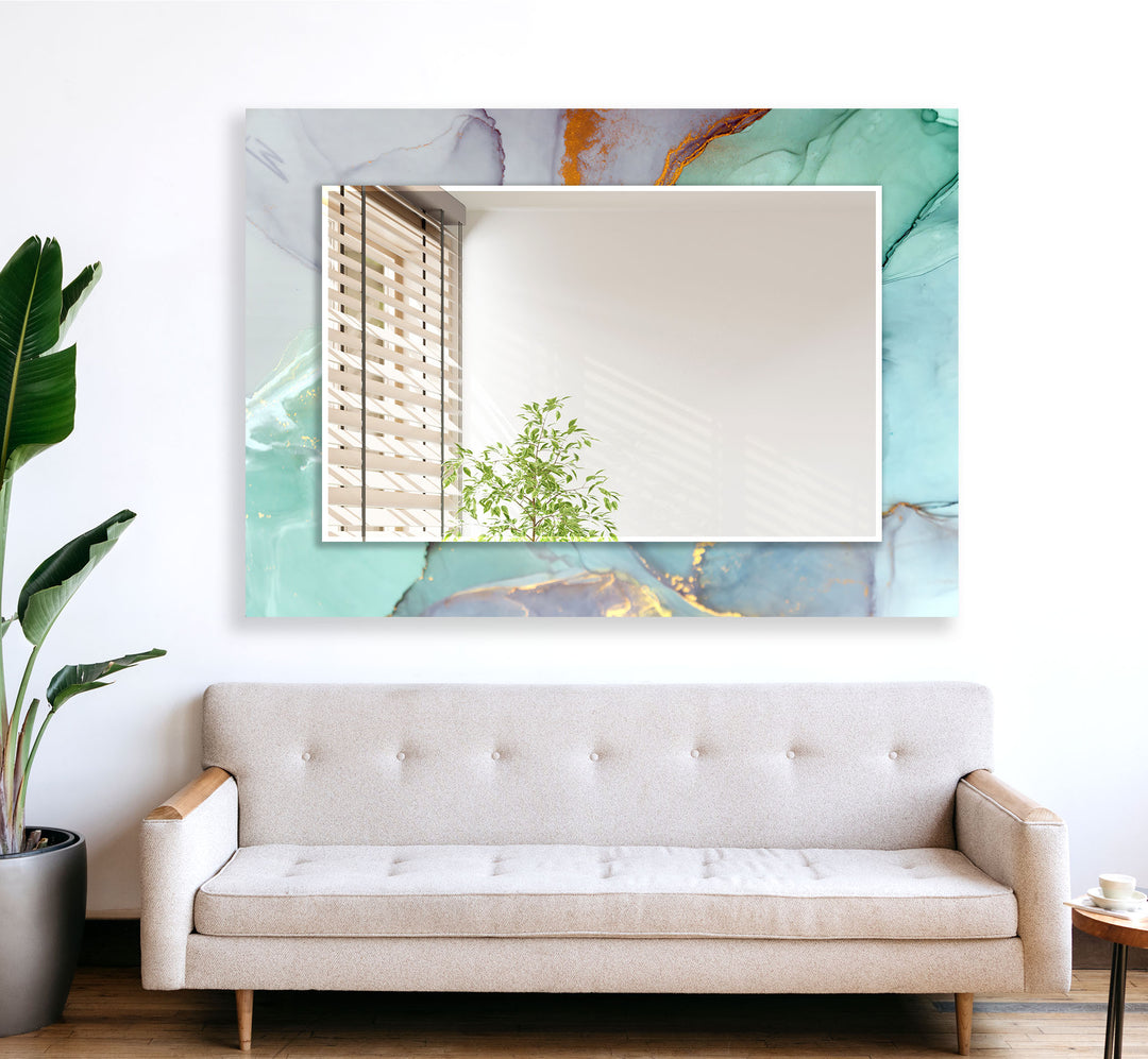 Turquise Abstract Wall Mirrors