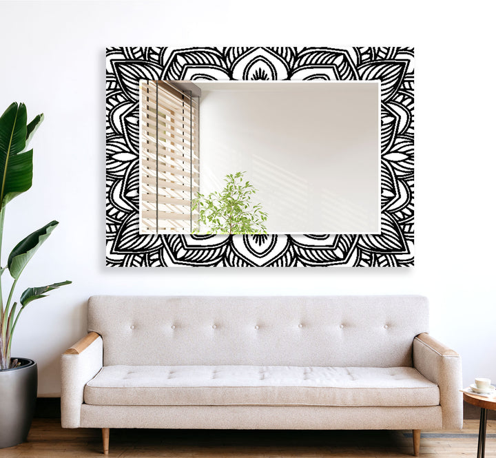 Abstract with Gold Details Wall Mirror Rectangle Wall Mirror