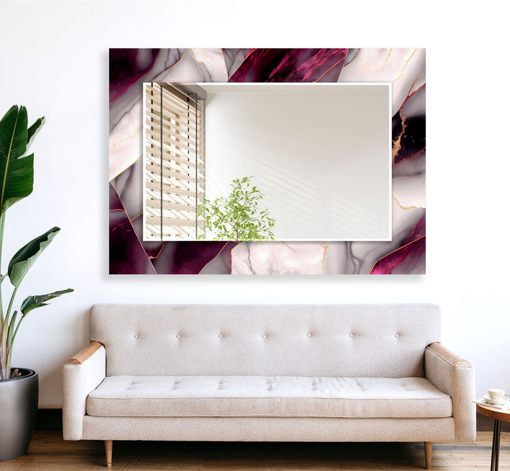 Dark Pink & White Marble Wall Mirror huge mirror
