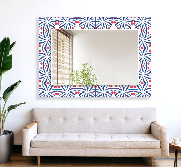 Red and Blue Mandala Wall Mirror Red Wall Mirror
