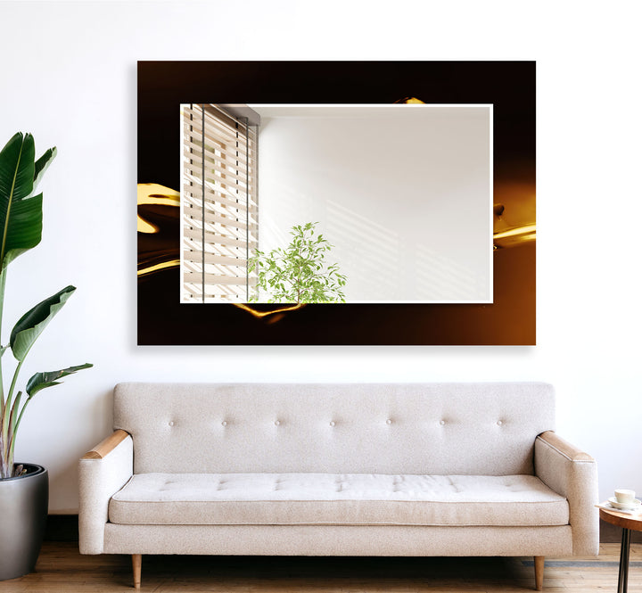 Golden and Black Abstract Wall Mirrors gold frame mirror
