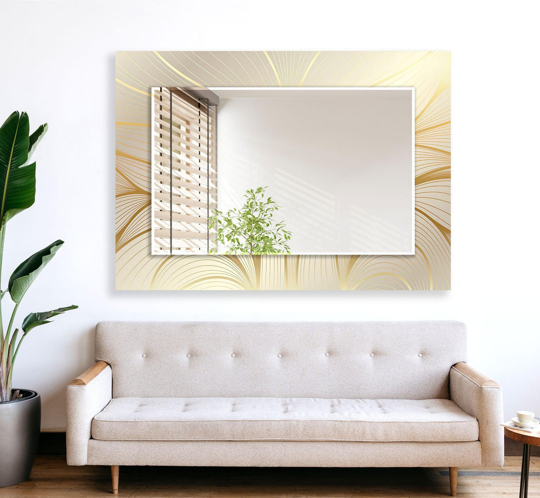 Beige with Golden Leaves Wall Mirror Green Wall Mirror
