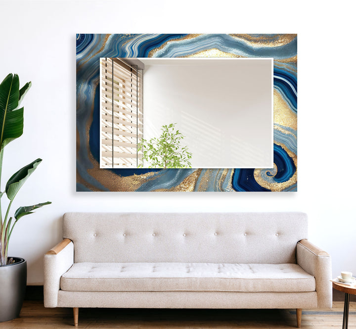 Abstract Turquoise & Blue Wall Mirror Huge Mirror
