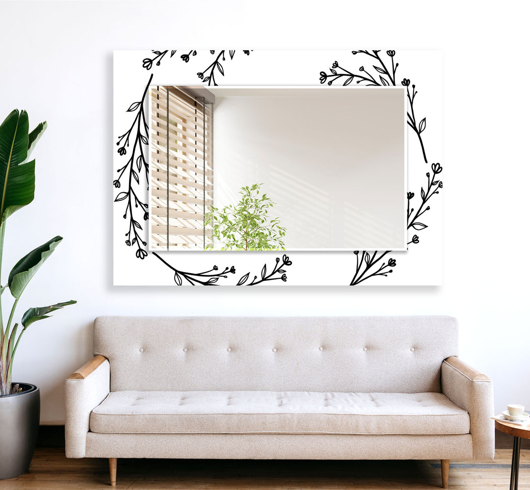 Cartoon Flower Branches Wall Mirror Abstract Mirror
