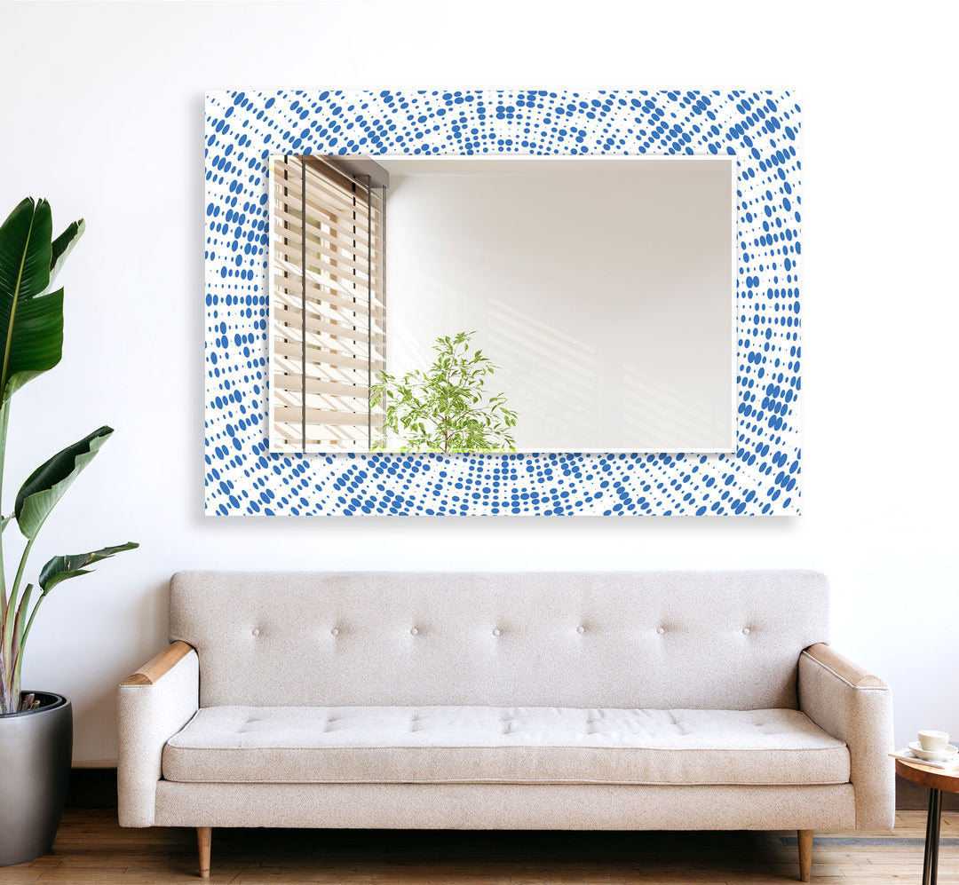 Abstract Round Blue & White Wall Mirror Blue Wall Mirror
