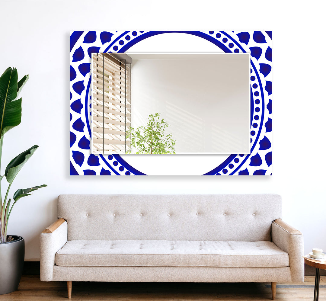 Dark Blue Abstract Wall Mirror Bedroom Mirror
