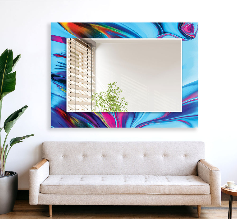 Multicolored Abstract Wall Mirror Blue Mirror
