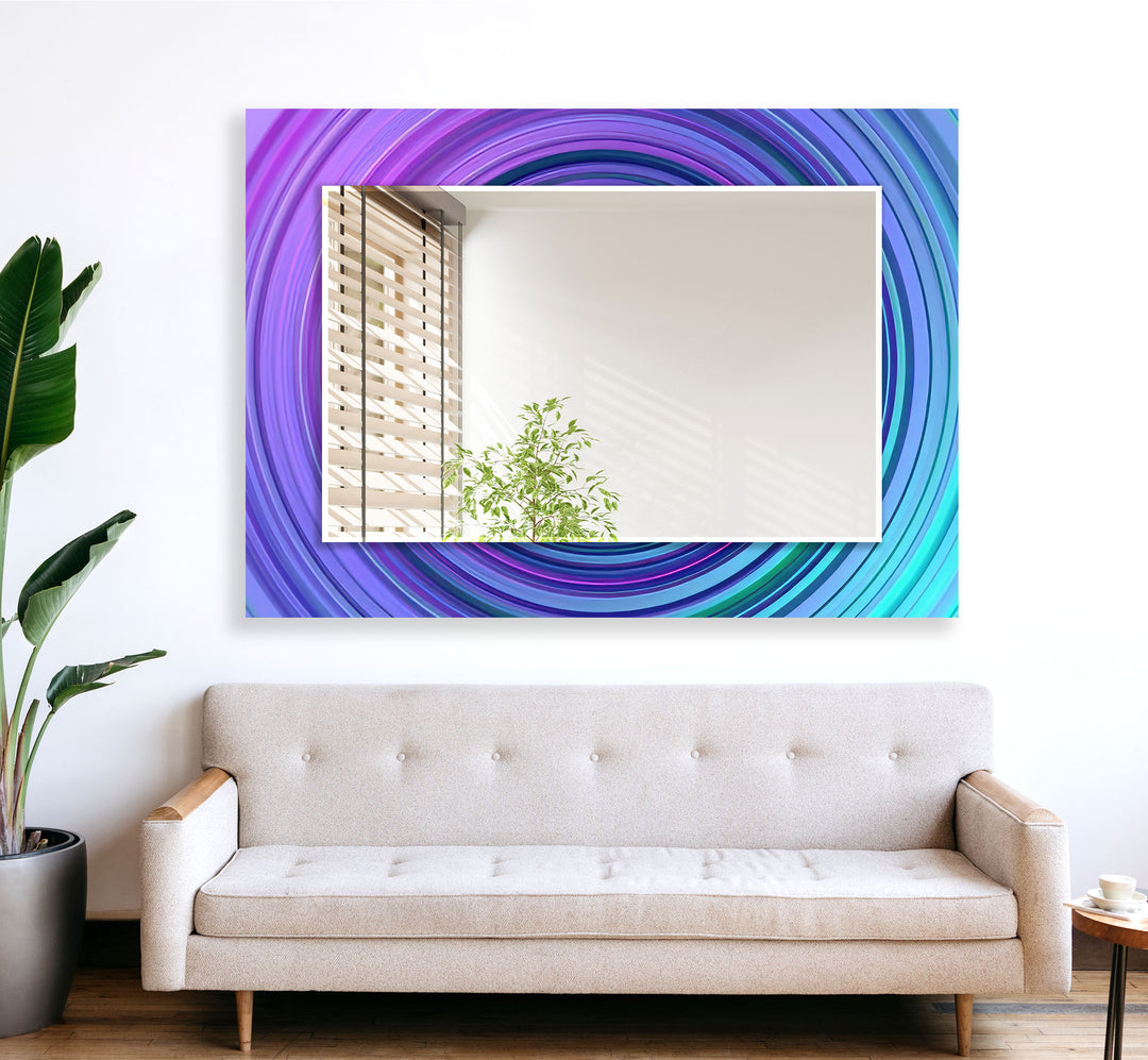 Purple & Blue Round Wall Mirror white mirror
