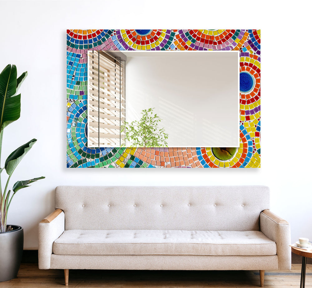 Little Multicolored Mosaic Stones Wall Mirror big mirror for living room
